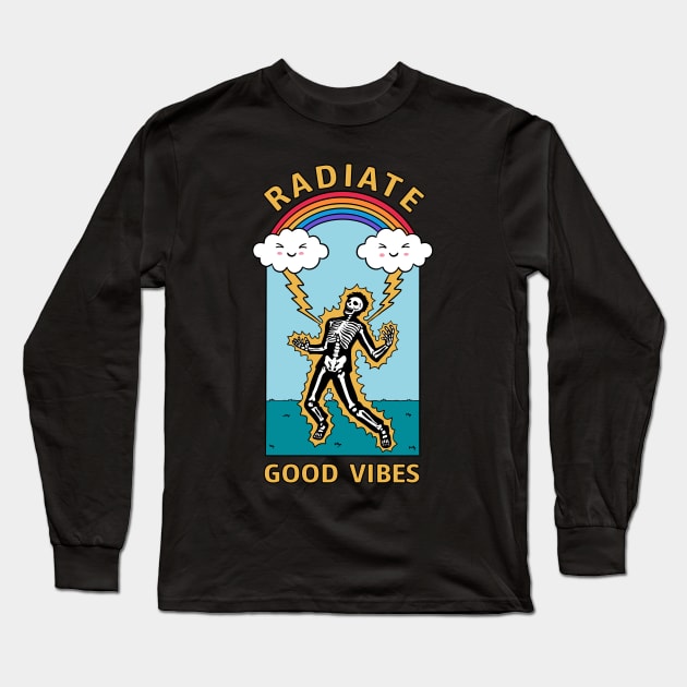 Good Vibes Skeleton Long Sleeve T-Shirt by coffeeman